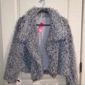 Grey Fuzzy Trendy Jacket